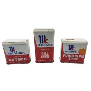 McCormick Metal Spice Tins Nutmeg Dill Seed Pumpkin Pie Spice Vintage